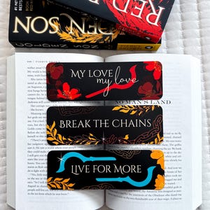 Science fiction inspired waterproof bookmark set, Sci-Fi, Red Rising, Bookworm, Gift for reader, Book art, Sling blade, Haemanthus, Romance