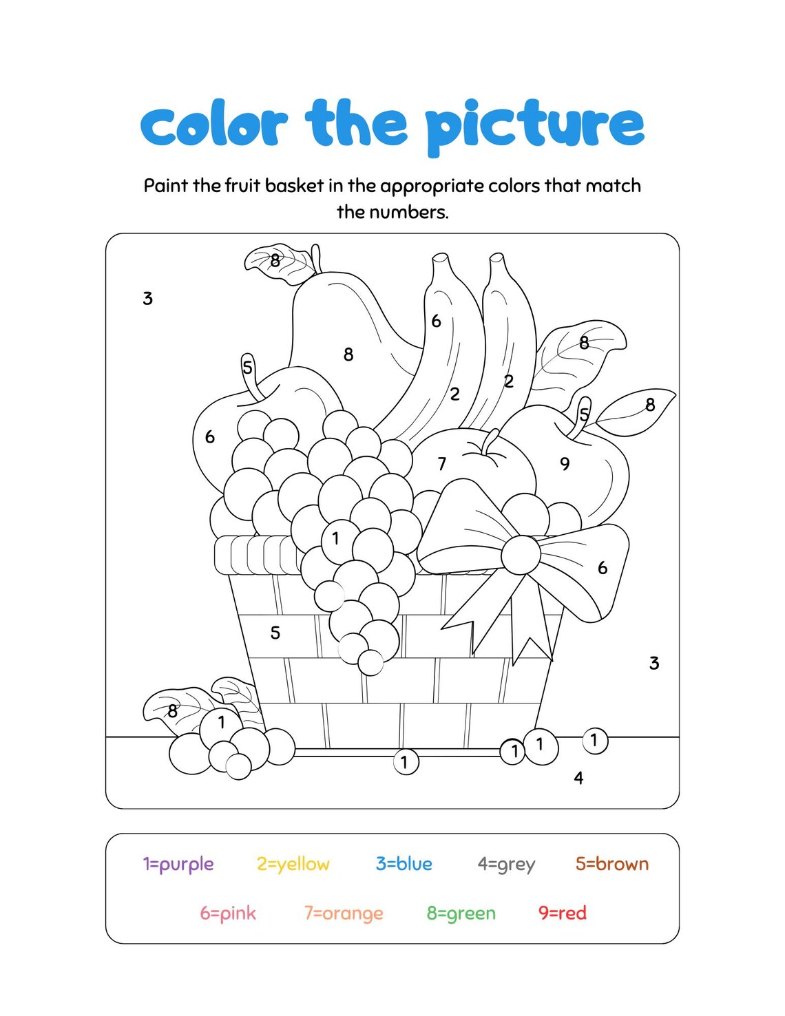 Printable Color the Picture Worksheets - Etsy