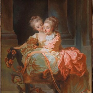 The Two Sisters 1770 by Jean Claude Richard - Art - Painting - Home Decor - Wall Decor - 300 dpi