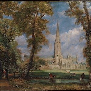 Salisbury Cathedral from the Bishop&#39;s Grounds by John Constable 1825 - Painting - Art - Church