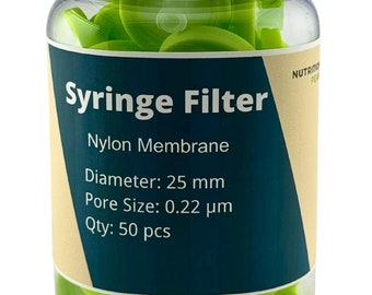 Nutritional Peak Nylon Membrane Syringe Filters - 0.22 μm, 25 mm, 50 pcs
