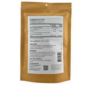 Cápsulas de péptidos de colágeno Nutritional Peak + ácido hialurónico + vitamina C liposómica + biotina – 399 cápsulas imagen 4