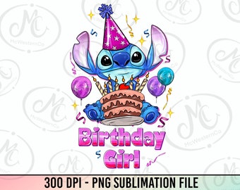 Birthday Girl Stitch Png Sublimation design,Stitch Birthday Png, Birthday Girl Png, Family Matching Birthday Png, Birthday Shirt Png