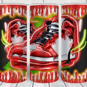 Sneaker tumbler wrap, 20 oz Skinny Tumbler Sublimation Design, Sneakers shoes tumbler wrap PNG,20oz Tumbler Design, Red Tumbler PNG.