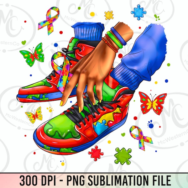 Autism afro girl sneakers png sublimation design download, Autism Awareness png, black woman png,sneaker girl png,sublimate designs download