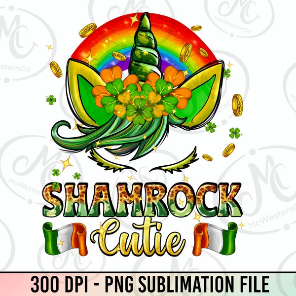 Shamrock cutie unicorn png sublimation design download, Happy St. Patrick's Day png, Irish Day png, sublimate designs download