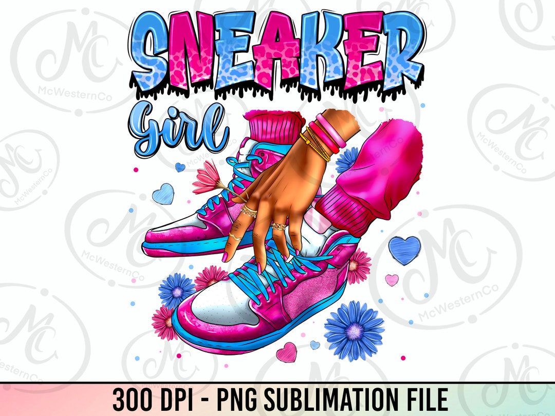Pink and White Sneaker Girl Png Sublimation Design Download, Sneaker ...
