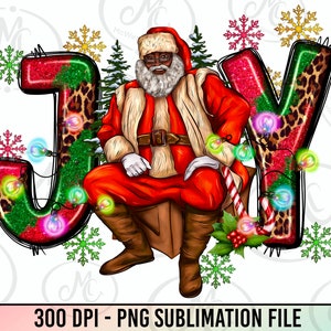 Joy Black Santa Christmas Png Sublimation Design, Christmas Santa Png, Afro Santa Png, Merry Christmas Png, Santa Claus Png,Digital Download
