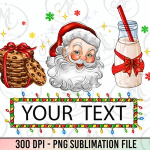 Personalized Christmas Png, Custom Name, Merry Christmas Png, Christmas Cookies Png, Santa Claus Png, Milk Png, Christmas Gift png for Shirt