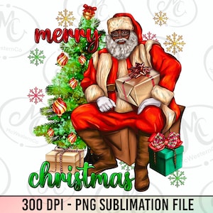 Merry Christmas Black Santa Png Sublimation Design, Christmas Santa Png, Afro Santa Png,Merry Christmas Png,Santa Claus Png,Digital Download