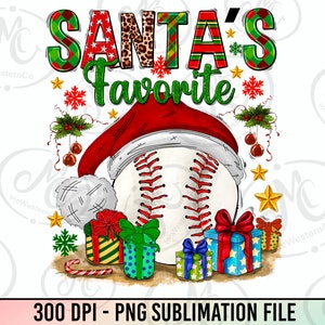 Santa&#39;s Favorite Baseball png sublimation design download, Christmas png, Christmas Baseball png, Christmas gift, sublimate designs download
