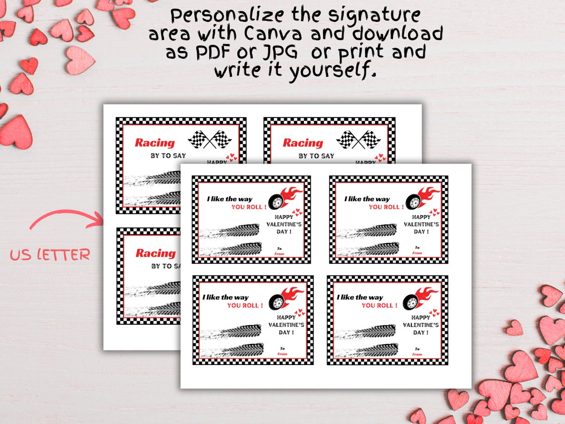 Editable Racing Cars Valentine's Day Cards , Valentine's Day Classroom ...