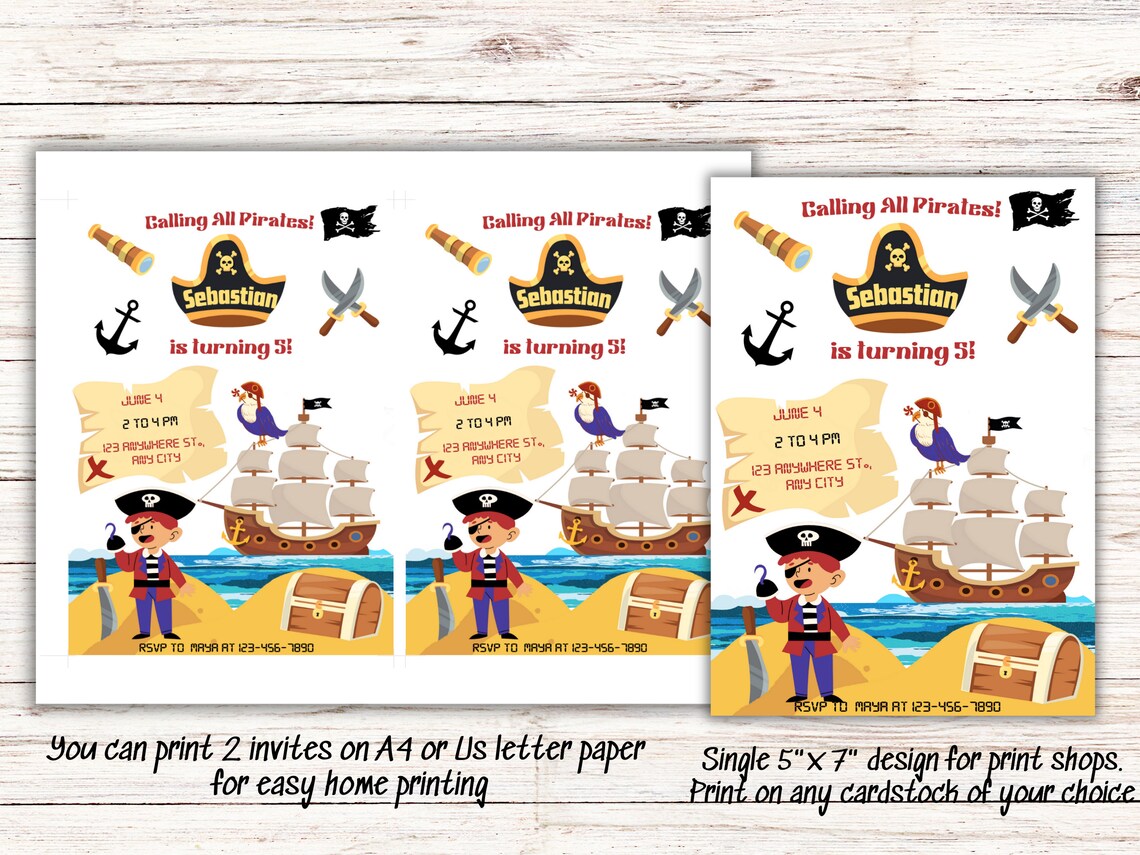 Pirate Birthday Invitation Template , Printable Birthday Boy Invitation ...