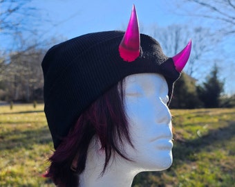 Resin horn beanie hat