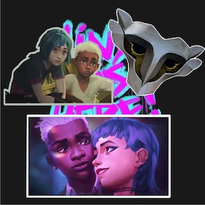May include: A collage of images featuring two young people, one with blue hair and one with blonde hair. The images are set against a pink and blue background with the word "Live" written in large letters.