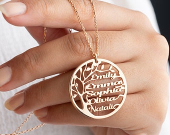 Personalized Family Tree Necklace with Name - Custom Family Members Name Family Tree Necklace - Family Necklace -Family Connection Necklace