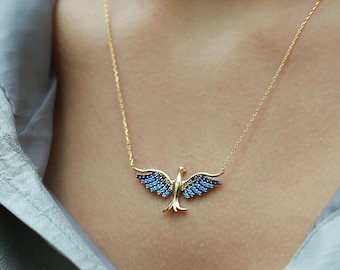 Guardian Phoenix Bird, Guardian Bird Necklace, Good Luck Pendant, Fire Bird Necklace, Mythical Jewelry, Gift For Her, Gift For Good Luck