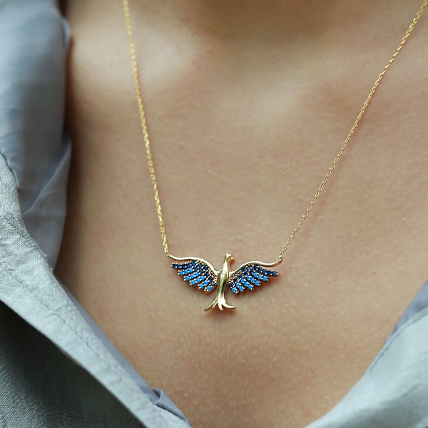 Guardian Phoenix Bird - Phoenix Bird Necklace - Good Luck Charm - Attractive Wings - Fire Bird Necklace - Mythical Jewelry - Elegant Design