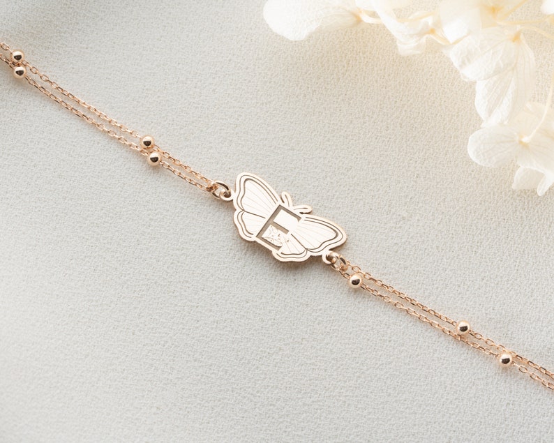 Personalized Butterfly Letter Bracelet Letter Butterfly Bracelet Personalized Butterfly Bracelet Butterfly Bracelet Wing Bracelet image 8