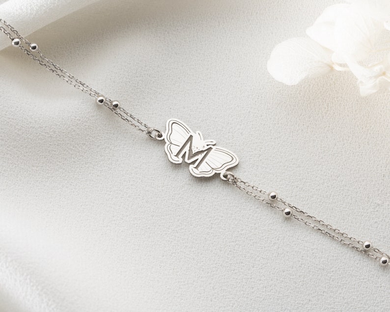 Personalized Butterfly Letter Bracelet Letter Butterfly Bracelet Personalized Butterfly Bracelet Butterfly Bracelet Wing Bracelet image 9