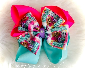 Inspired Skye & Sweetie Birthday Girl Name w/Age Hair Bows, Toddler, Big Girl Hair bows