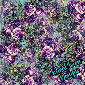 Floral Printed Pattern Vinyl, 12&quot;x12&quot; vinyl, Permanant Adhesive vinyl, Tumbler Vinyl, Floral Vinyl