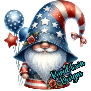 Patriotic Gnome, Printed Vinyl Decal, Permanant Adhesive vinyl, Tumbler Vinyl
