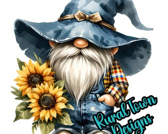 Sunflower Gnome Decal, Clear Gloss Vinyl, Tumbler Sticker