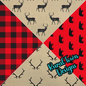 Printed Pattern Vinyl, 4 triangles, 12&quot;x12&quot; vinyl, Permanant Adhesive vinyl, Tumbler Vinyl, Animal / Hunting Print Vinyl