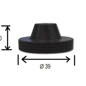 May include: A black rubber component with a textured edge and a conical top. The diameter is 39 mm (1.5 inches), and the height is 20 mm (0.8 inches).