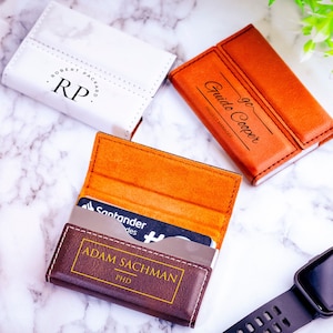 Porte-cartes personnalisé, Porte-cartes personnalisé, Porte-cartes en cuir gravé, Cadeaux de bureau, Cadeau pour patron, Porte-cartes personnalisé