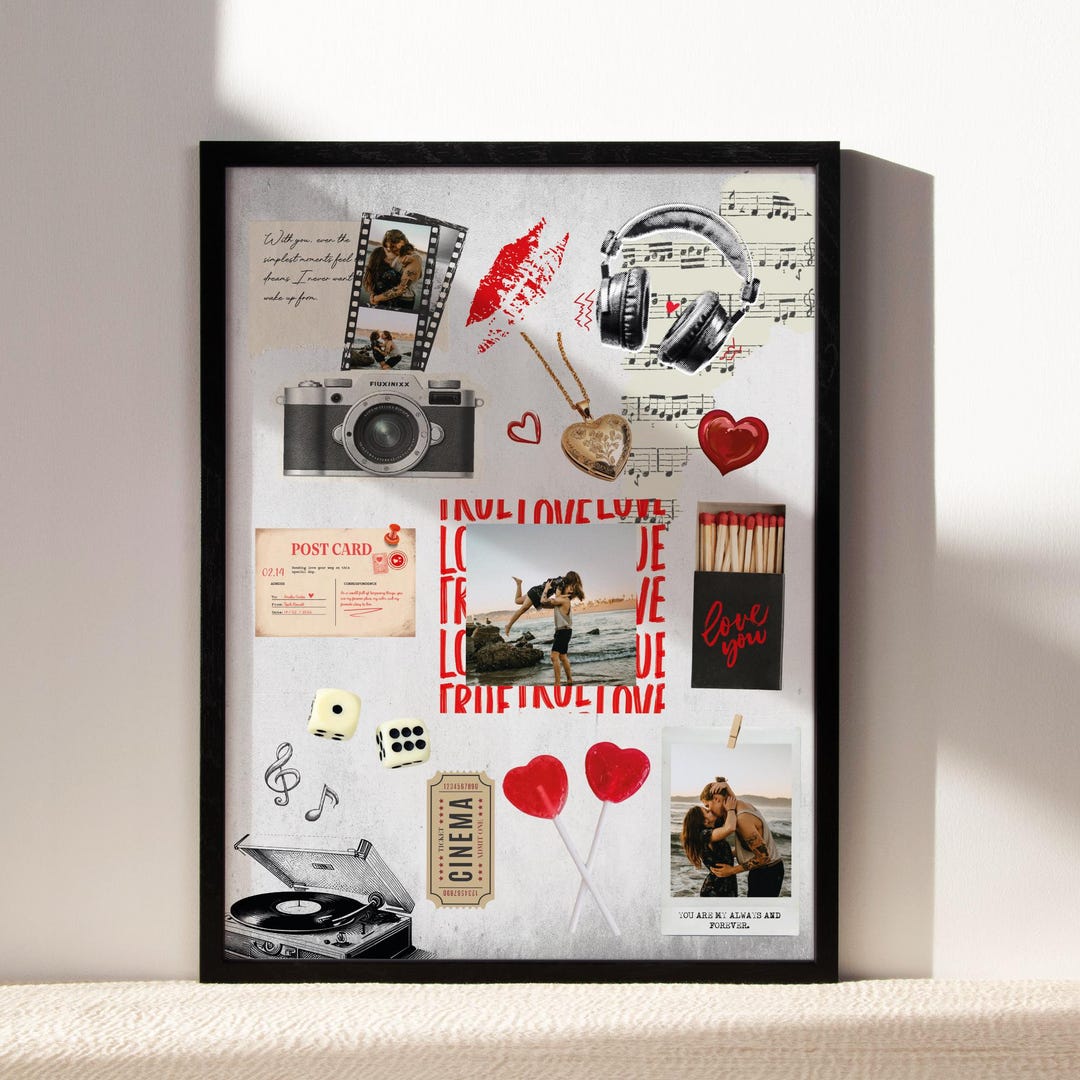 Custom Photo Memory Collage Frame, Couple Love Story Wall Decor ...