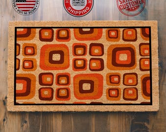 Retro Doormat, Colorful Doormat, Home Doormat, Housewarming Gift, Retro Decoration, Welcome Doormat, Coir Doormat, Outdoor Mat, Home Decor