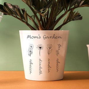 Grandma's Garden Flower Pot, Personalized Plant Pot, Custom Plant Pot, Birth Flower Flower Pot, Gift For Grandma, Mothers Day Gift, Planter