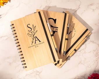 Personalized Wood Journal, Custom Wood Journal, Business Gift, Engraved Journal, Notebook With Pen, Graduation Gift, Birthday Gift For Her