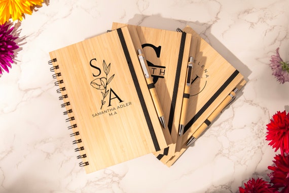 Personalized Wood Journal, Custom Wood Journal, Business Gift, Engraved Journal, Notebook With Pen, Graduation Gift, Birthday Gift For Her