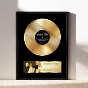 Personalized Song Plaque Print, Wedding Anniversary Music Wall Art, Vinyl Record Plaque, Framed Poster Award, Personalized Gift, Wall Art