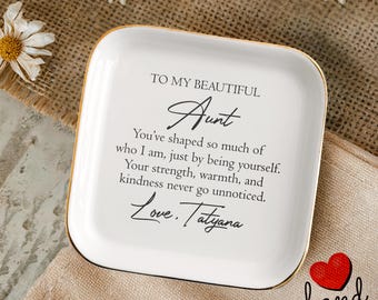 Personalized Aunt Ring Dish, Mother's Day Gift, Memorial Gift, Gift for Aunt, Jewelry Dish for Aunt, Aunt Birthday Gift, Custom Gift
