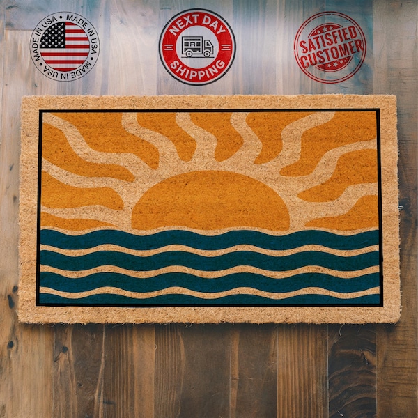 Vibrant Boho Sunset Doormat, Home Gift, Bohemian Decor, Entryway Doormat, Front Door Decor, Boho Doormat, Outdoor Decor, Coir Doormat
