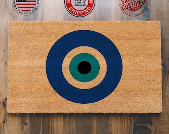 Evil Eye Doormat, Protection Doormat, Evil Eye Protection Doormat, Greek Style Doormat, Colorful Doormat, Front Door Mat, Entryway Decor