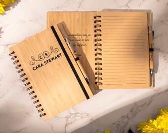 Custom Wood Journal, Personalized Wood Journal, Business Gift, Engraved Journal, Notebook With Pen, Graduation Gift, Gift For Her