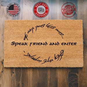 Speak Friend And Enter Doormat, Coir Doormat, Front Doormat, Welcome Mat, Farmhouse Gift, New Home Gift, Gift For Neighbor, Gift For Friend