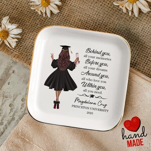 Custom University Graduation Ring Dish, Graduation Gift, Custom Graduation Gifts for Her, Class of 2025 Gift, Trinket Dish, PHD Graduation
