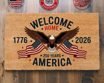 USA 250th Anniversary Doormat, Home Doormat, 250 Years Gift, Political Decor, Coir Doormat, American Eagle, Patriotic Porch, Door Mat