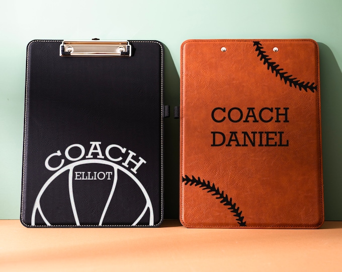 Personalized Coach Clipboard, Custom Clipboard, Personalized Leather Clipboard, Leather Clipboard, Coach Gifts, Gifts for Coach, Sports Gift