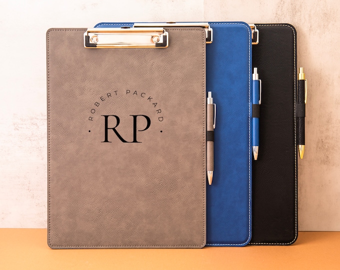 Personalized Clipboard, Custom Leather Clipboard with Pen, Teacher Clipboard, Coach Clipboard, Gift For Him, Business Gift, Gift for Coach
