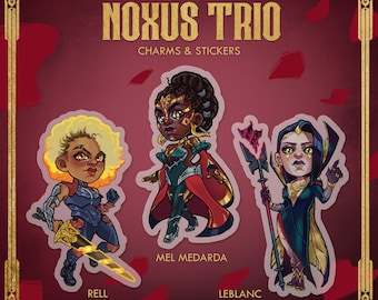 PRE-ORDER Noxus Trio-sleutelhangerhangers + stickers | Rell Mel Medarda LeBlanc