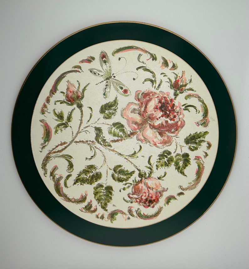 Vintage Lady Clare England Set of 6 Round Placemats Trivets 11 Diameter