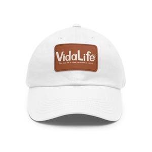 Spanish VidaLife Leather Patch Dad Hat | Rectangular Brown Patch, Logo Cap
