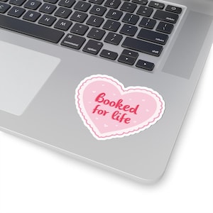 Heartfelt Booked for Life Kiss-Cut Stickers | Cute Laptop Decor, Planner Stickers, Gift for Book Lovers, Valentine&#39;s Day, Love Notes